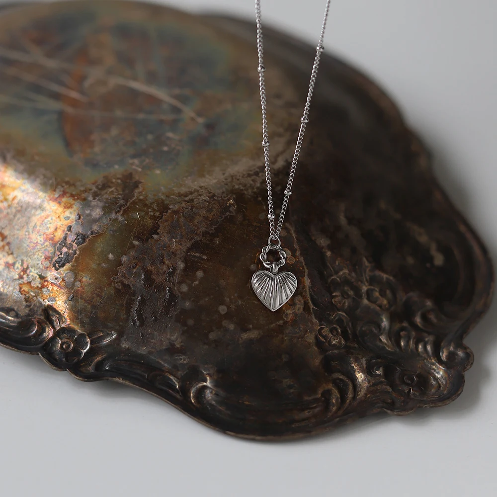 Stainless steel love heart dangling necklace silver chain fashion generous matching style stainless steel 18k gold jewelry woman