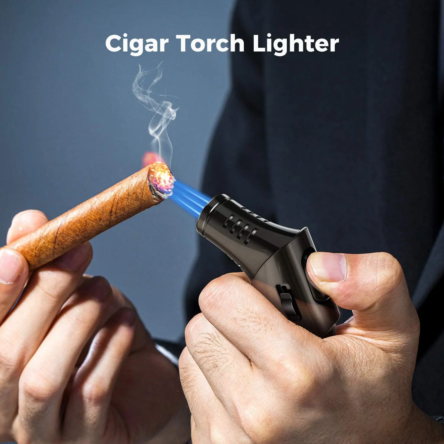 
Custom Logo Cbd Table Gun Safety Lock Triple Jet Flame Butane Cigar Lighter Cigar Torch Lighter Cigar Lighter 