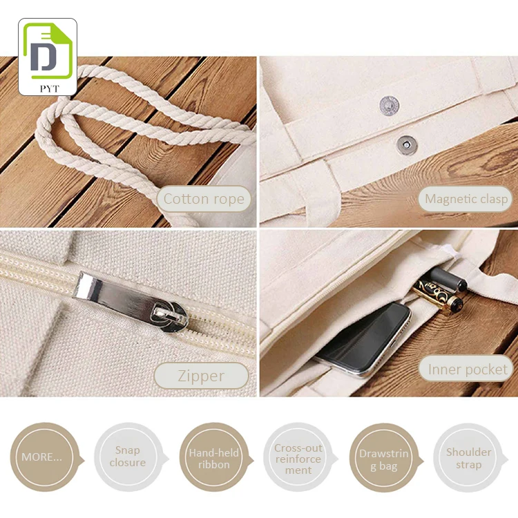 High Quality Wholesale Small Large Custom Print Cloth Cotton Canvas Blank Plain Tote Reusable Shopping Grocery Bags With Logo