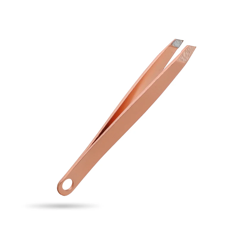 Private Label Rose Gold Eyebrow Tweezers Portable Mini Beauty Slanted Point Eyelash Tweezer