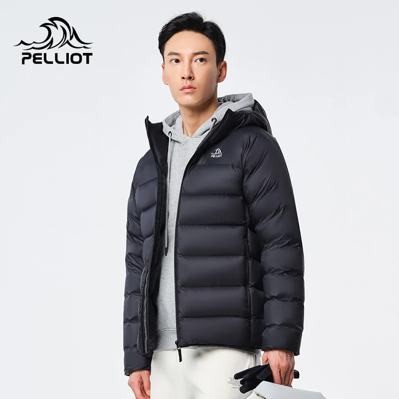 men women puffer down jacket grey goose down padding hooded snow warm winter coat wear