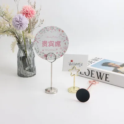 YS0801 Amazon Hot Clips Wholesale Circle Ring Star Shaped Place Note Name Card Clips  Memo Clip Stand Table Number Holder