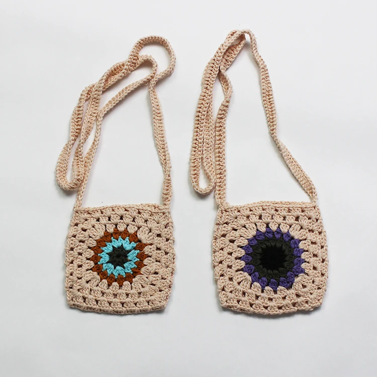 New Candy Color Creative Handmade Knitting Hollow Mobile Phone Bag