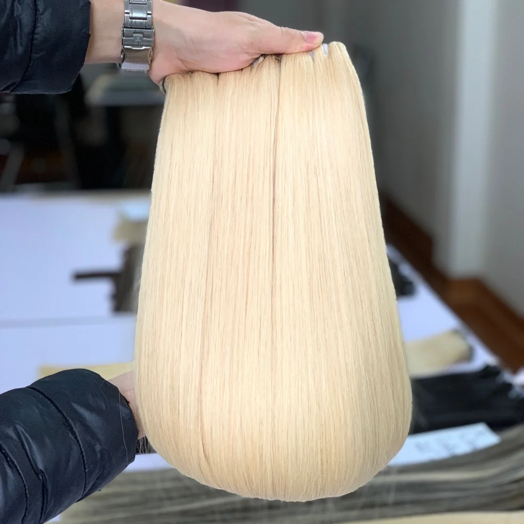 SDD Premium Bone Straight Hair Extensions in Elegant Blonde - Perfectly and Glossy for a Modern, High-Impact Style