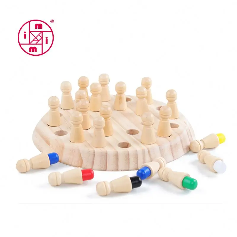 Children Wooden Memory Matchstick Chess Block Board Educational Intelligent Games Brain Teaser Memory Chess Toys For Kids