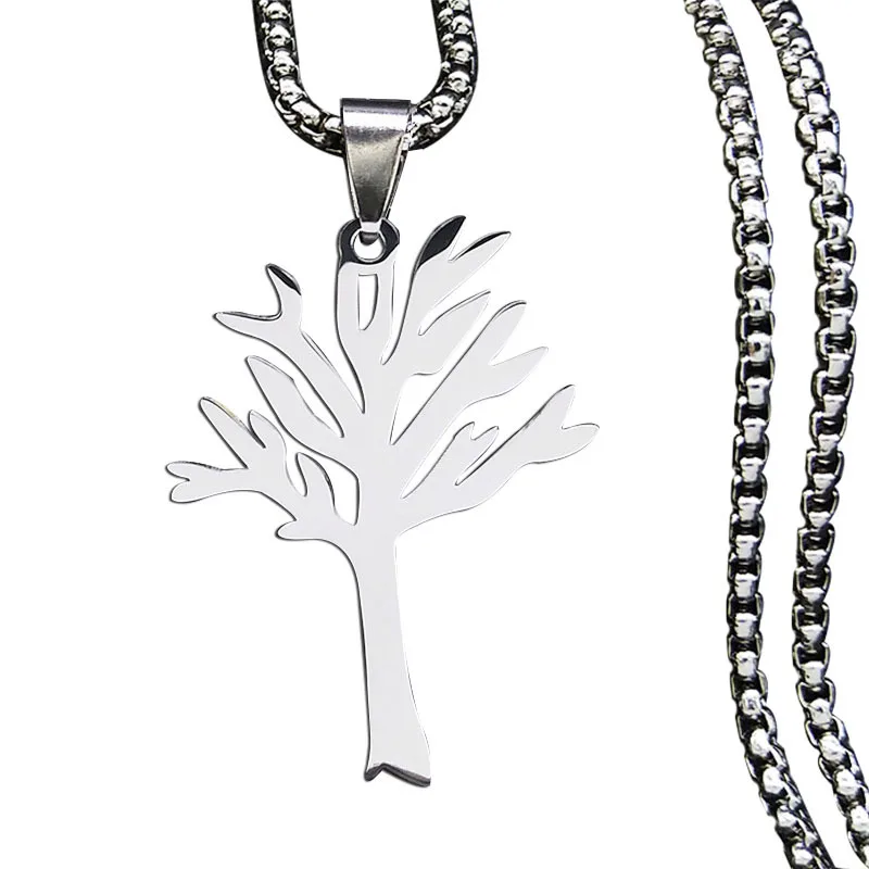 new Cross-border hollow Tree of Life stainless steel necklace for women