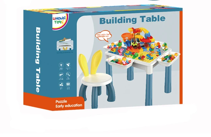 Kids educational  toys 110pcs diy assemble sliding building blocks track toys kids table and chair set building blocks for kids