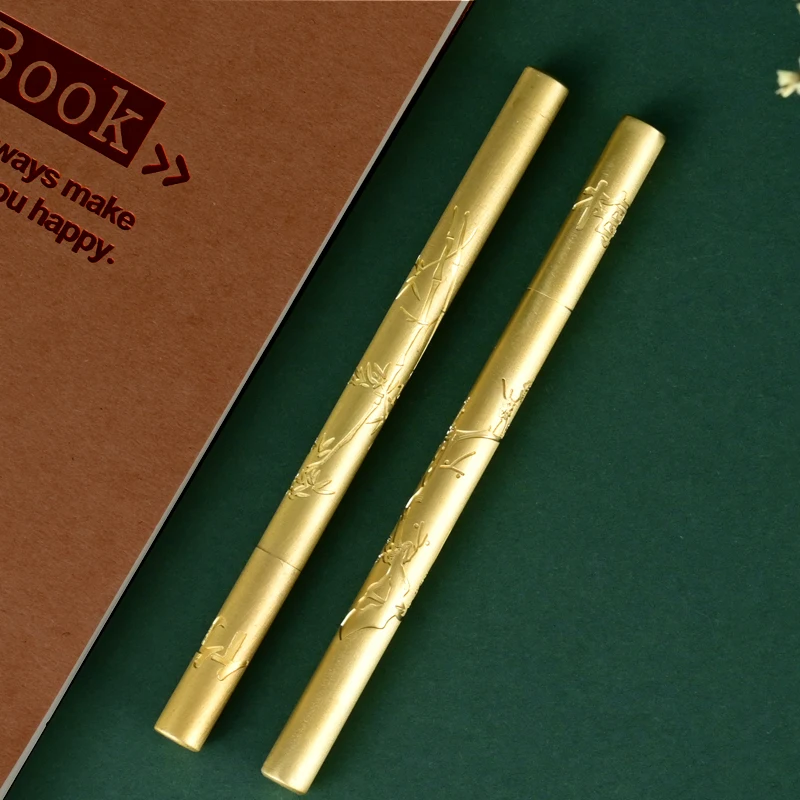 Tung wood a minimum order brass metal ballpoint pen six creative neutral signature pen Nordic simple high-grade gift lettering