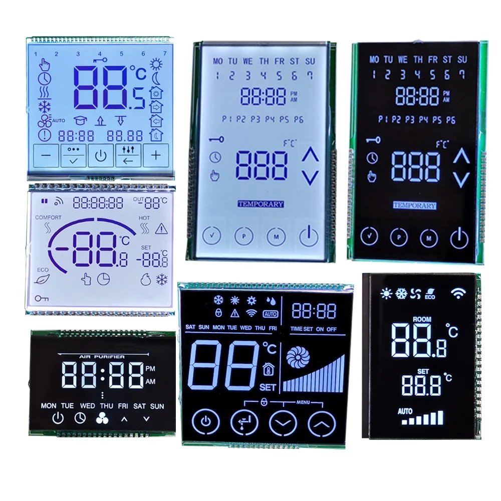 Factory custom monochrome tn htn stn fstn va lcd touch screen 7 segment motorcycle thermostat lcd display