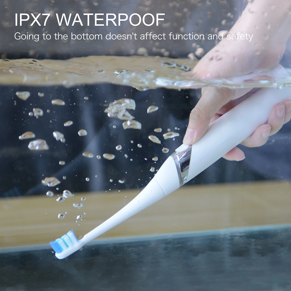 Аккумуляторная звуковая зубная щетка Водонепроницаемая IPX7 Беспроводная зарядка УФ стерилизованная электрическая для путешествий