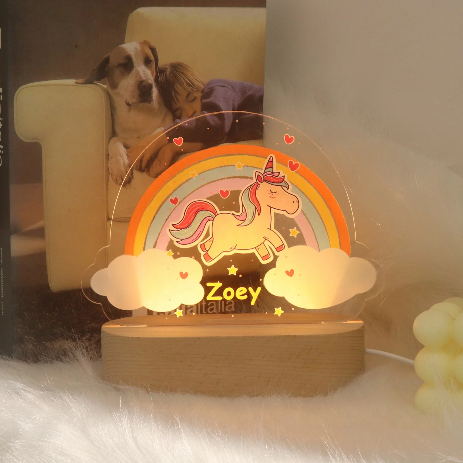 Funny Animals UV Night Light Creative Gift UV Night Lamp USB Wooden Led UV Lights For Kids personalized lamp children