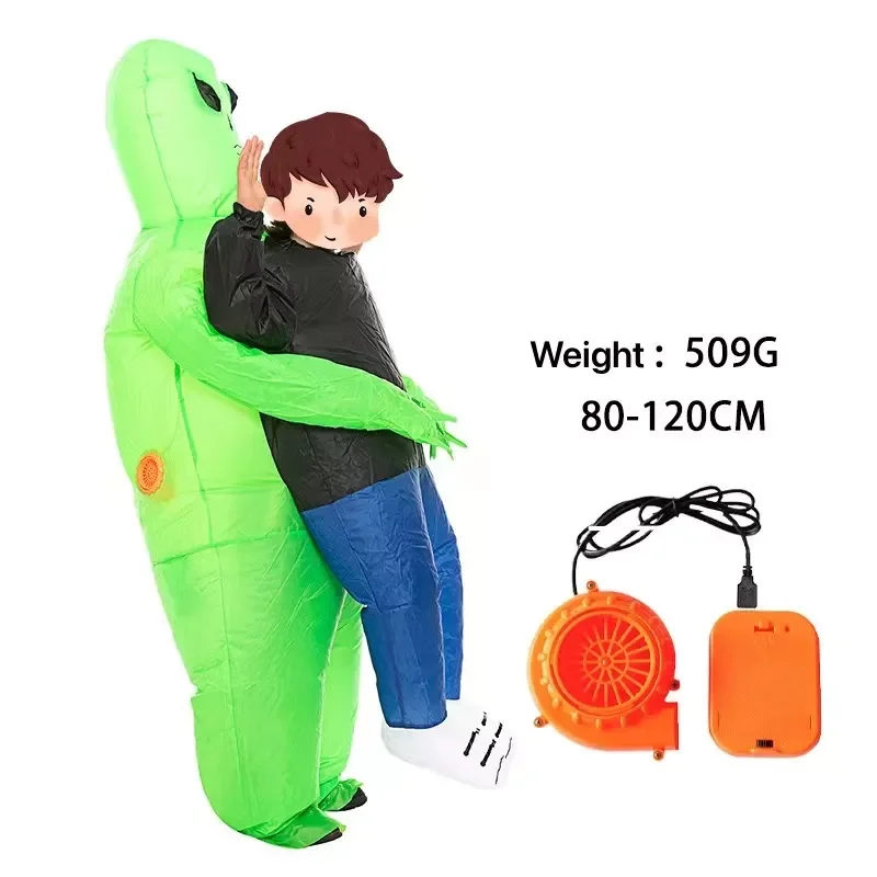 Amazon Kids Halloween Ghost Inflatable Monster Costume Scary Green Alien Cosplay Costume Blow Up Cosplay Costume