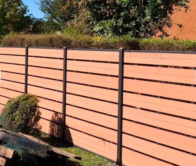 Aluminum horizontal slat pool fence with wpc panel for sale