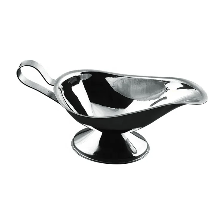 Hot Selling Hotel Serving Tools Food Grade Stainless Steel 3/5/8/10oz Gravy Pourer Dish Salad Dressing Server Gravy Boat