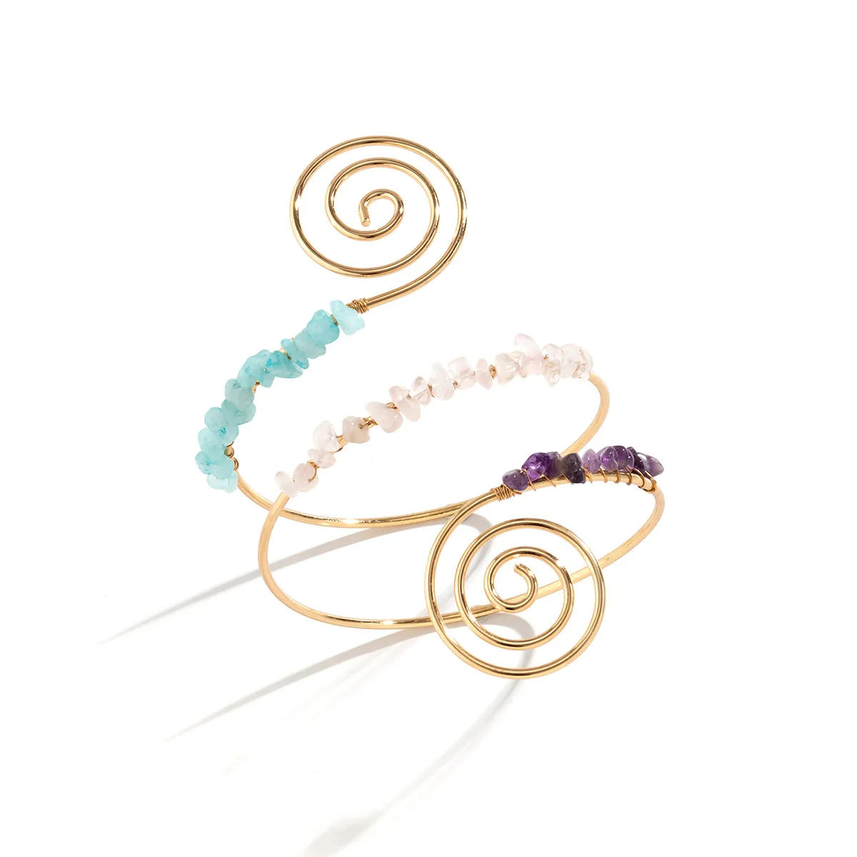 Fashion Spiral Shape Upper Arm Cuff Bangle Bohemian Upper Arm Bracelet Arm Cuff Chain Gold Plated Armlet Cuff Bracelet