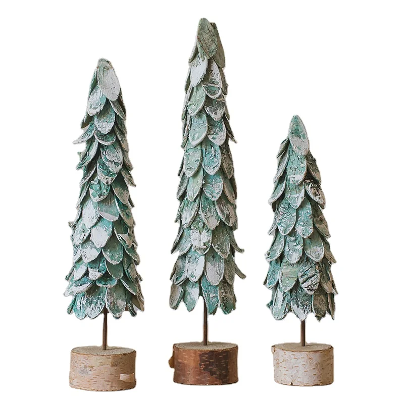 2022 New Log Christmas Tree Ornaments Forest Style Window Cafe Fairy Tale Decoration Theme Display