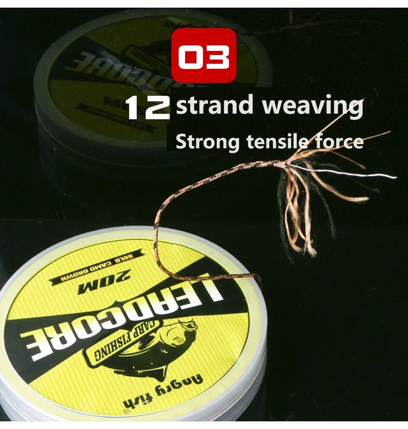 Carp Fishing Tackle 10m 20m Multifilament Pe Braided Lead Core Fishing Line Super Strong Hook Link Lead Leader Line