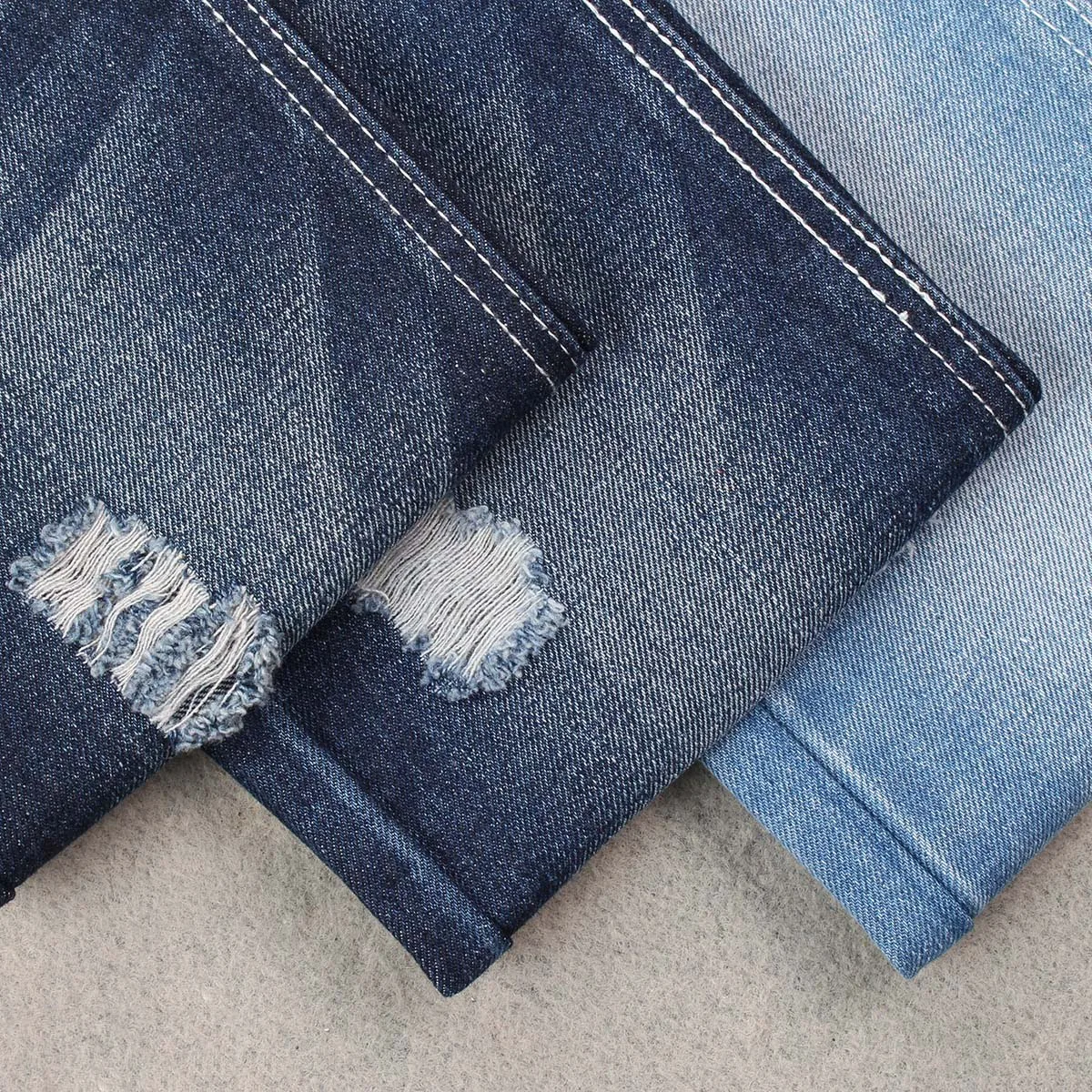 13.5oz traditional denim fabric indigo blue cotton polyester TC jeans fabric for men jeans