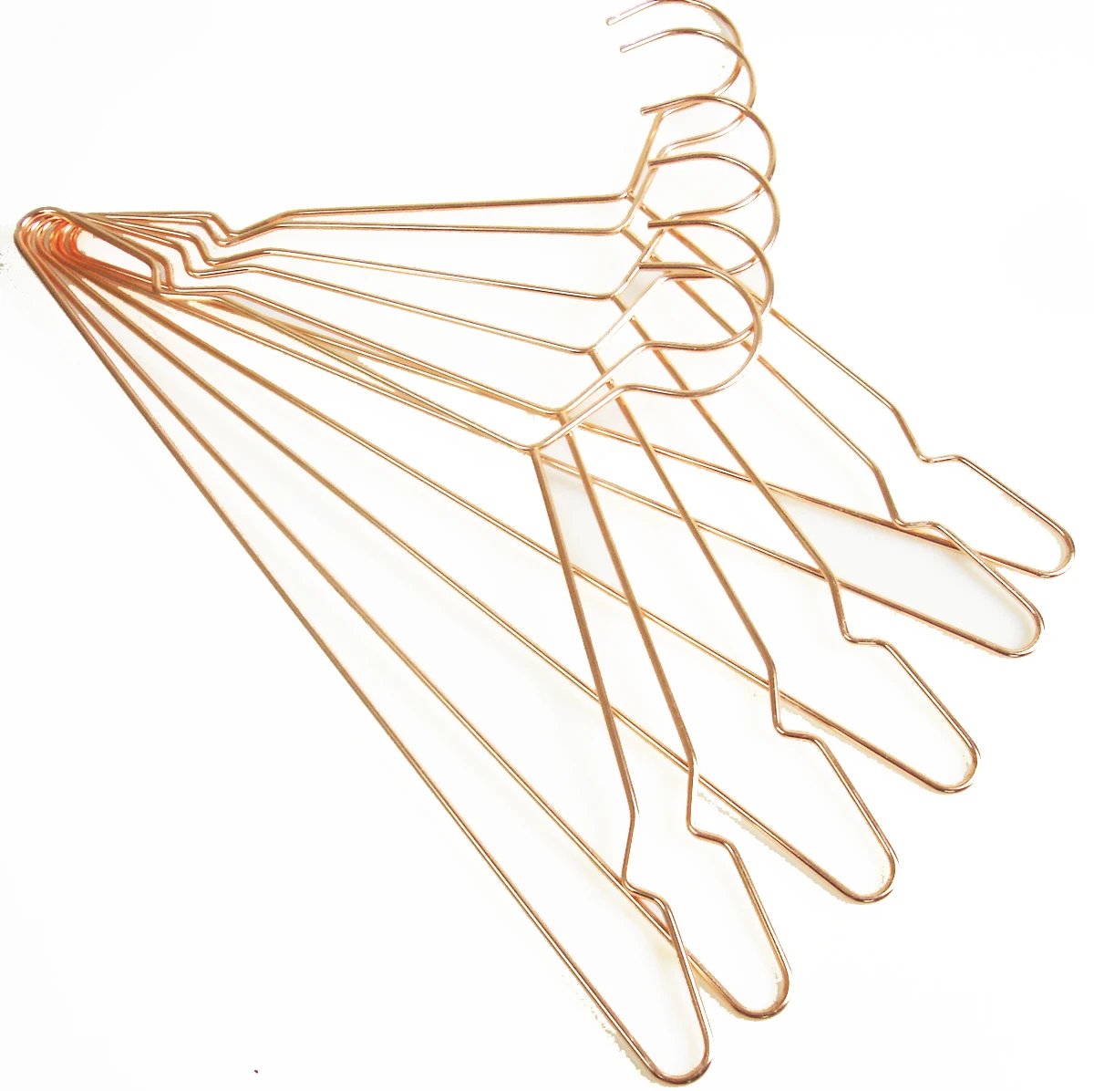 Ready to Ship Fast Delivery Shiny Rose Gold Metal Copper Wire Clothes Hanger for Store Garment Display