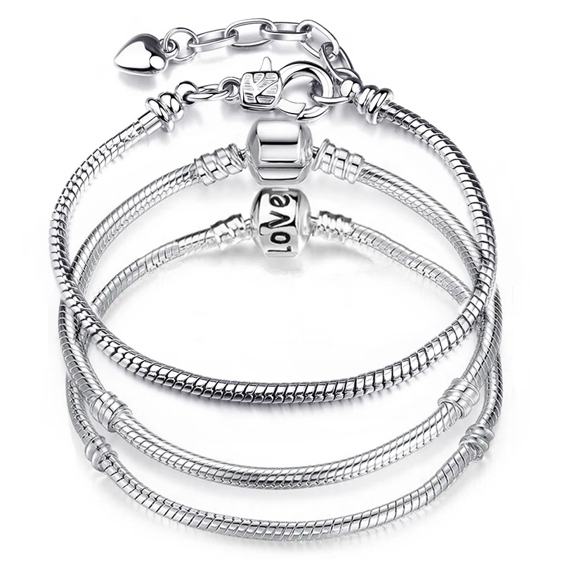 Аксессуары для женщин Pulsera 925 Стерлинговое Серебро цепи змейки браслет из бисера