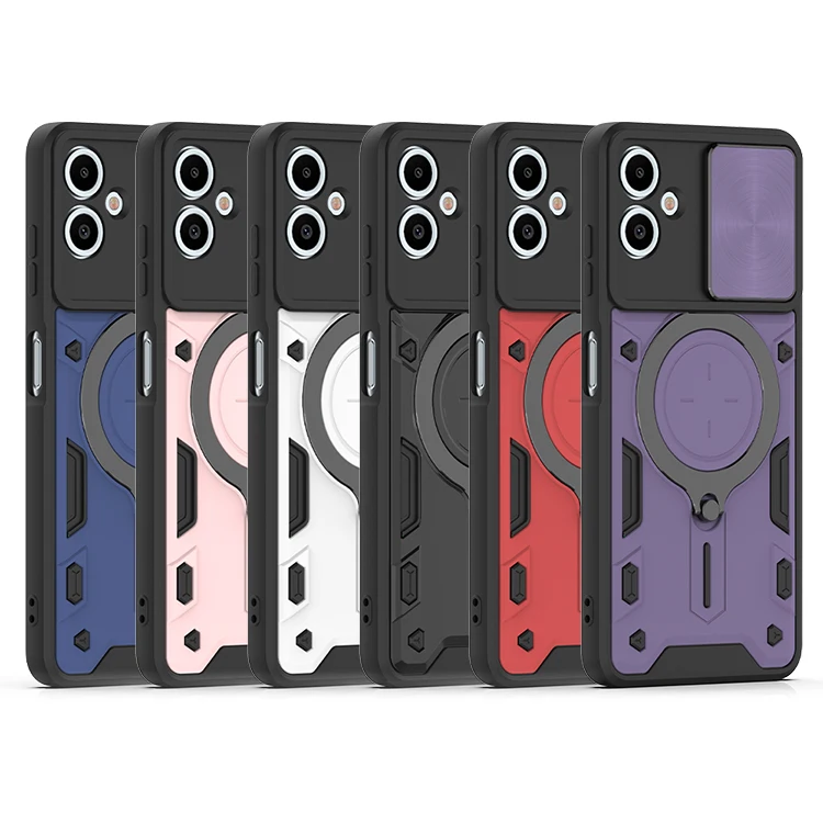 For Samsung Galaxy A06 case fundas para celular camera slide cover mobile phone case with round kickstand