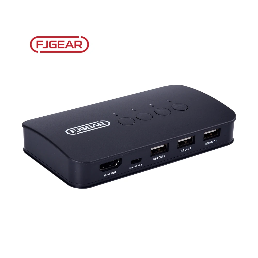 FJ-HK401 Fjgear Manual Rapid Driver-Free,Plug And Play 2 Port Hdmi Kvm Switch With Audio Switcher
