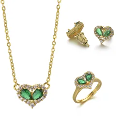 Dubai Bridal Pendant Chain Jewelry Necklace Fashion Wedding Accessories Jewelry Set AAA Cubic Zirconia Women Gift Gold Zircon