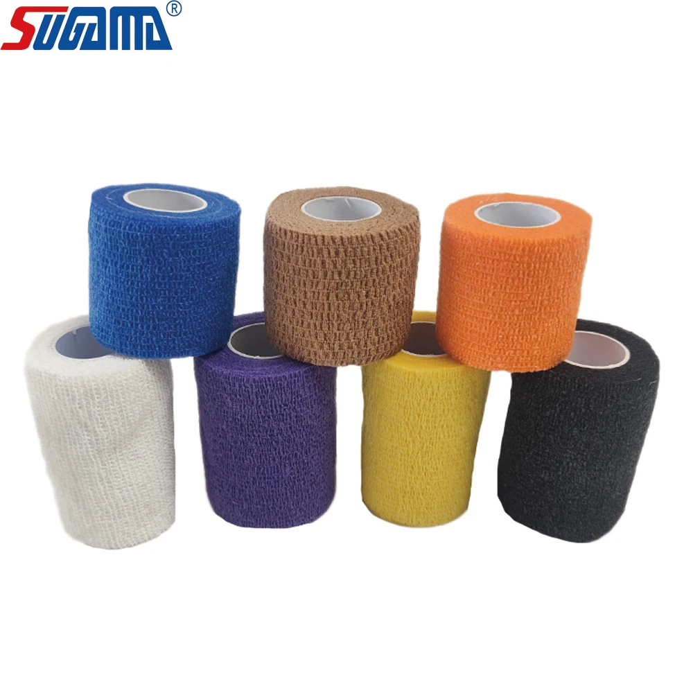 Multi Colors football soccer Self-Adhesive Non Woven Cohesive Bandage Sport Wrap tape adhesive Elastic Bandage for Skin care