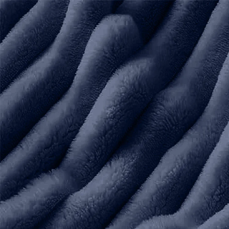 Fluffy Flannel Fleece Throw Blanket For Bed 3d Ribbed Polyester Striped 50x60 Inches Solid Color Wholesale