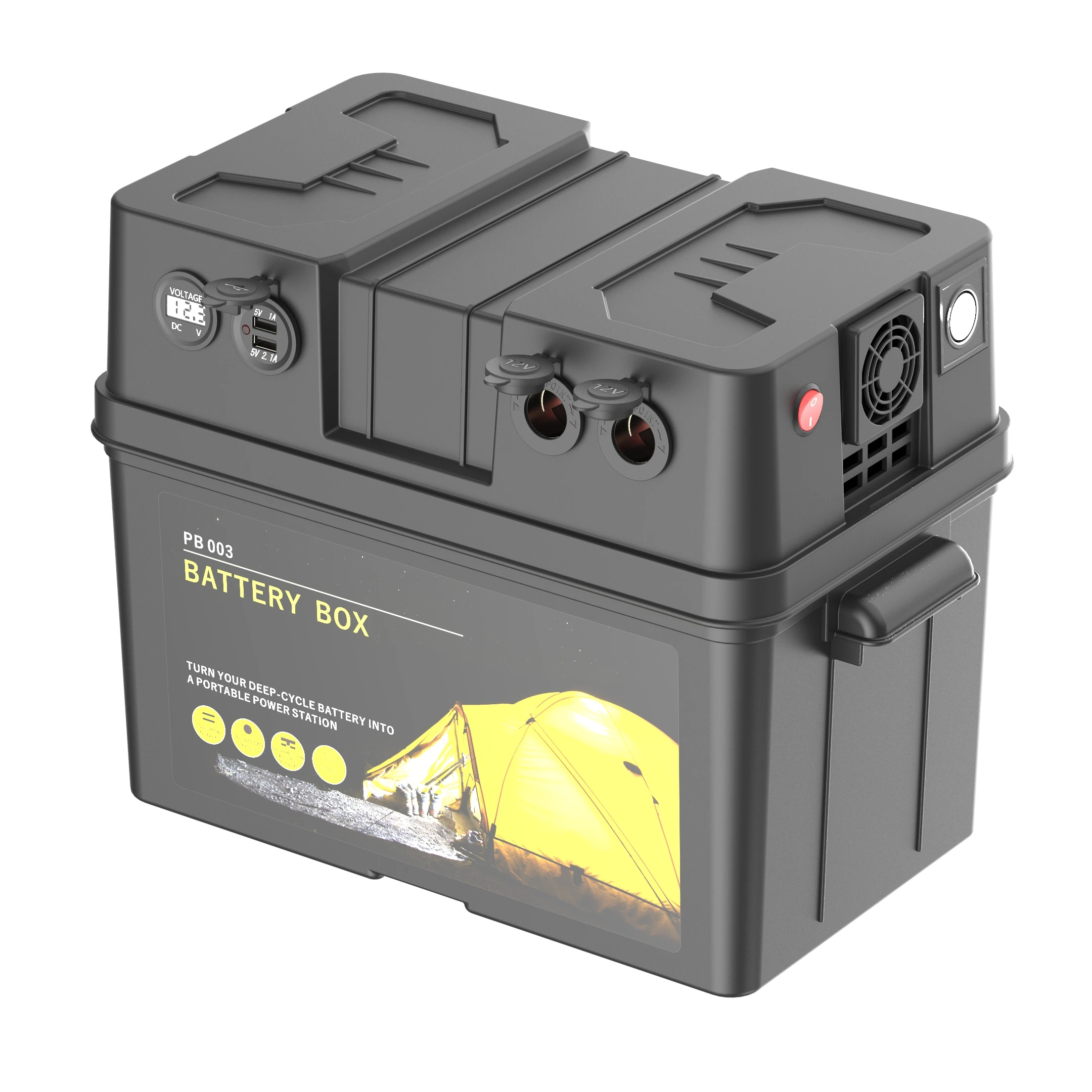 New Arrival Rechargeable Cycle Waterproof 12v Marine Kayak Litium Battery Box With Led Light