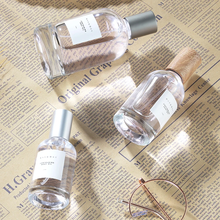 Free Sample Luxury Woman 30ml 50ml Round Shoulder Spray Glass Perfume Bottle 50 ml Wholesale