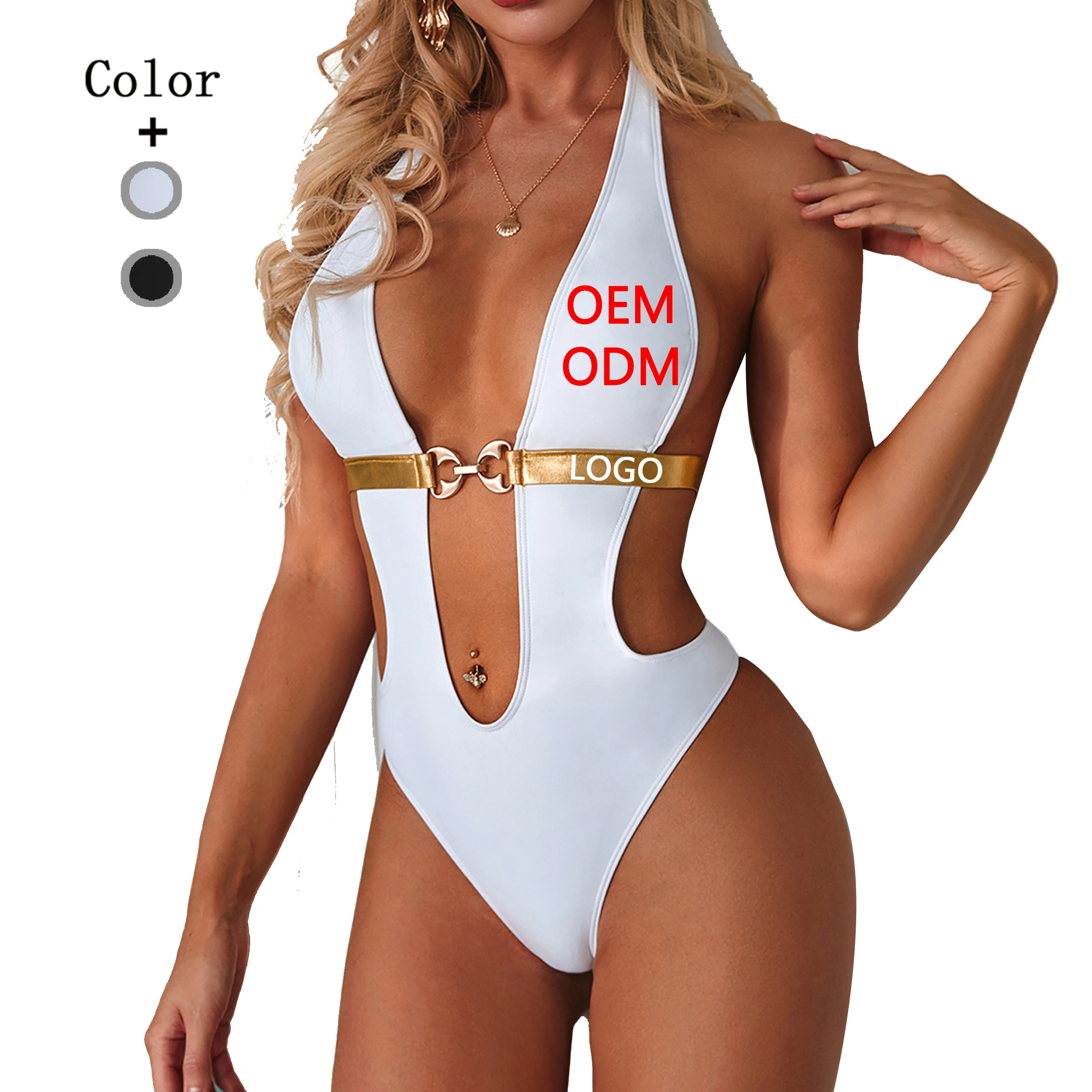 Индивидуальная оптовая продажа, пляжная одежда, белый и черный Мини бразильский купальник-бикини, цельный женский Монокини, сексуальные стринги, купальник с высокой талией