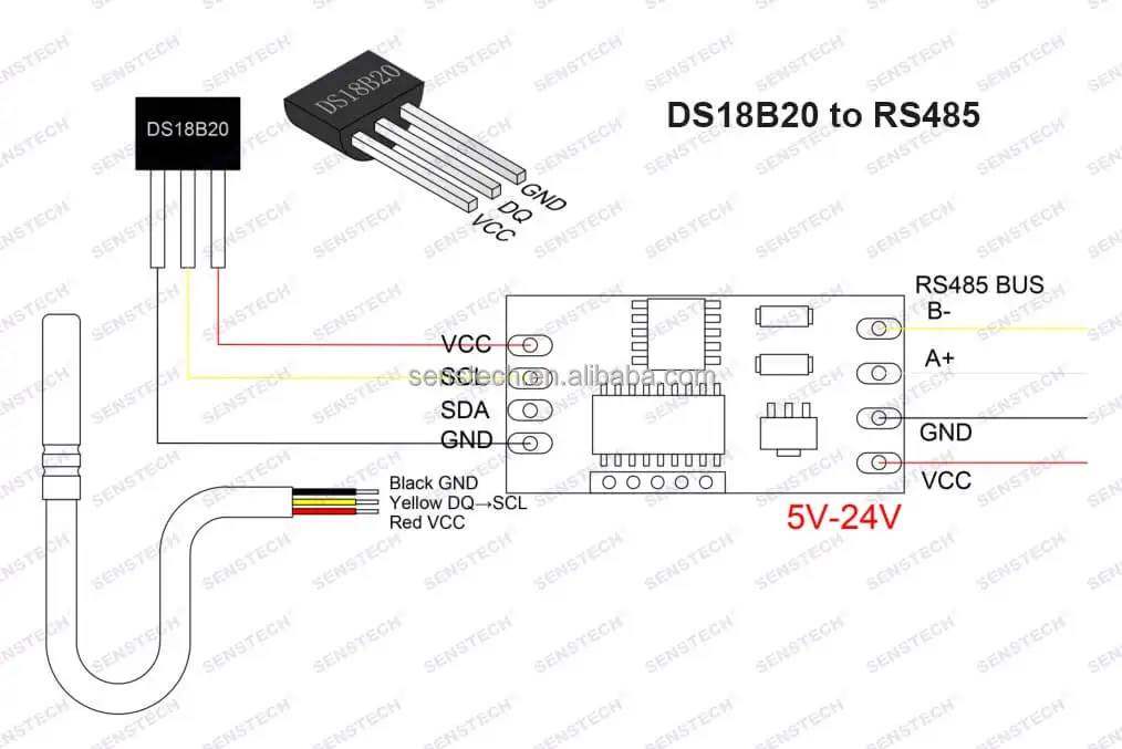 Датчик температуры RS485 DS18B20 с 1/2 резьбой NPT под заказ