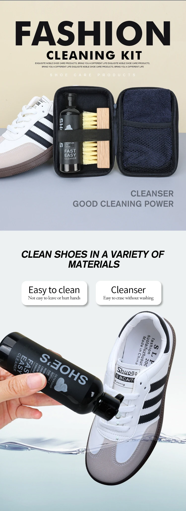 Portable Shoe Cleaner Kit Natural Sneaker Cleaning Kit For Athletic Shoes,Tennis Shoes,Sneakers