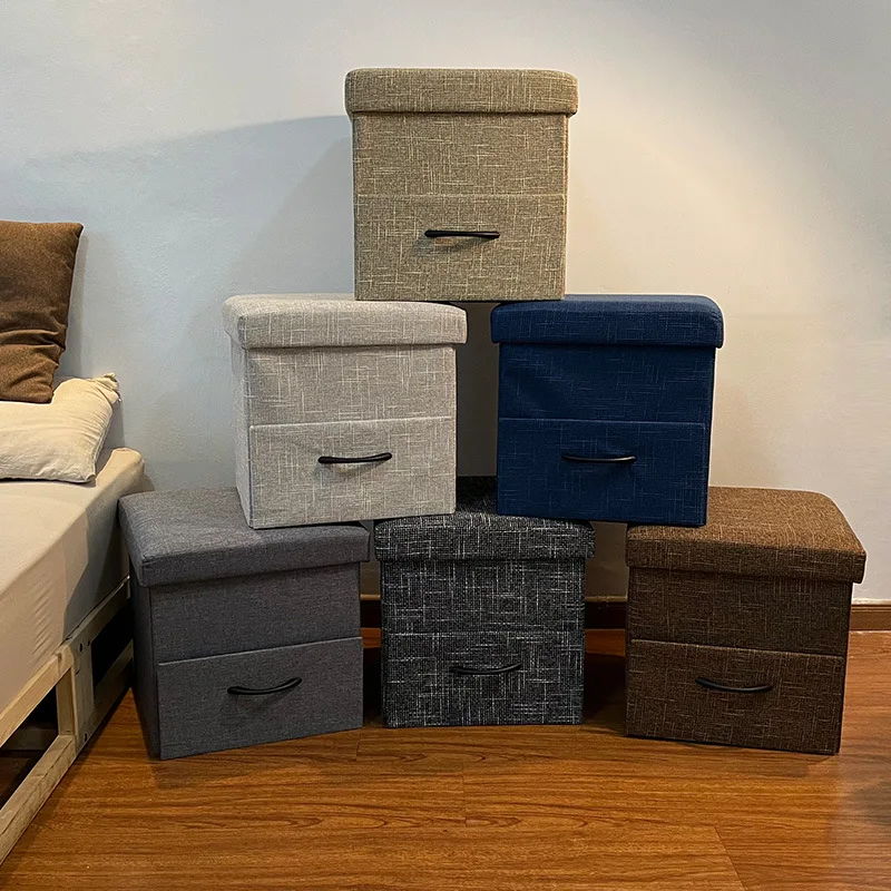 Factory Direct Furniture Mordernr   Foldable Storage Stool with Ottoman Wood Tray Drawer Type for Bedroom Hotel