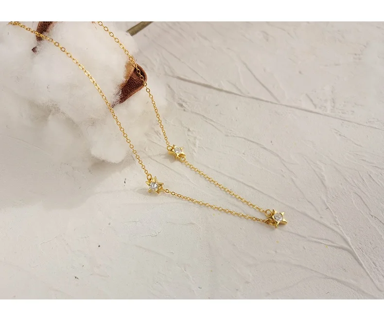 Bijoux Femme Minimalist Star Choker 925 Sterling Silver Jewelry 18K Gold Plated Star Necklace Chokers