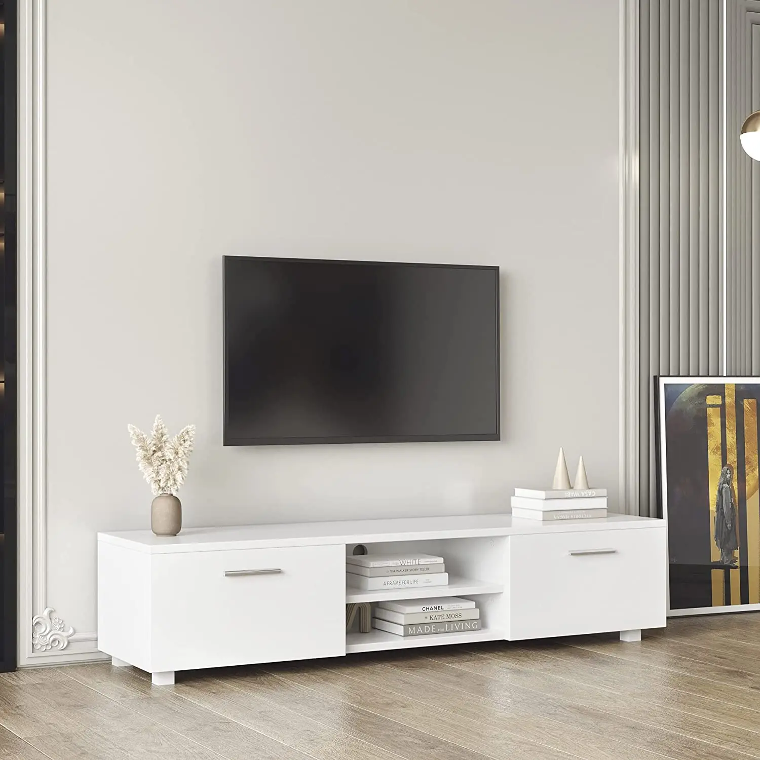 Modern TV Stand Entertainment Centerwith Storage TV Cabinet Media Console Table for Living Room Bedroom White