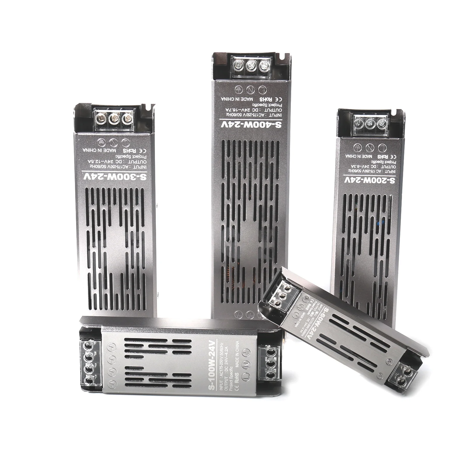 Silver Semi-Waterproof  200W 24V 48V LED Transformer Input AC 100-240V LED Switching LED Driver RGB for LED Lamp Strip