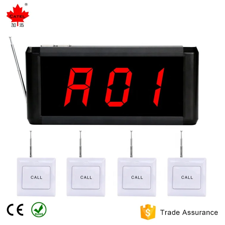 CATEL CTM999 LED Display Receiver&CTT09E Call Button For Hospital Restaurant Bank