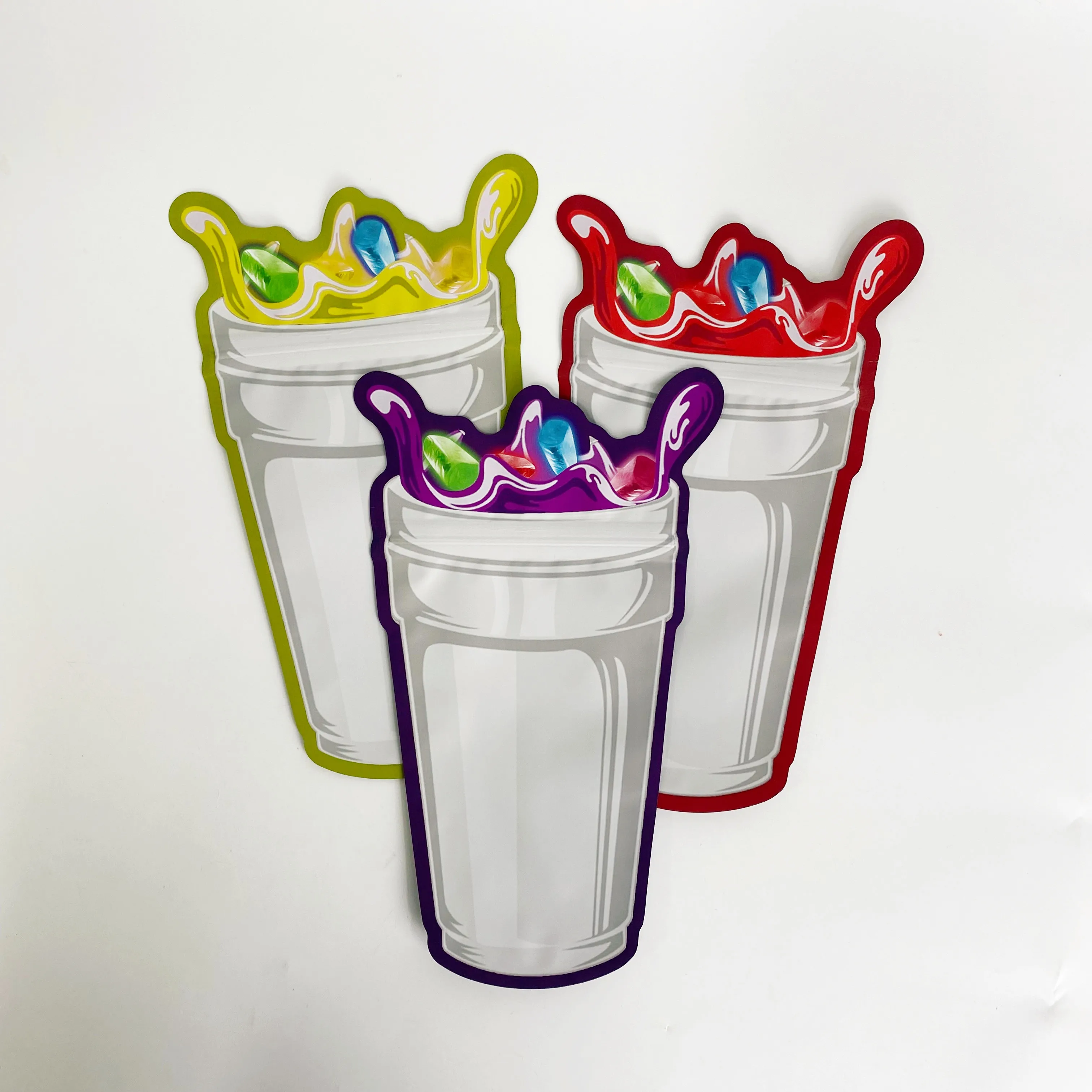 Wholesale bottle Die Cut Shaped jolly mancher Plastic Smell Proof Custom Printed 3.5 Mylar Bag with Zipper