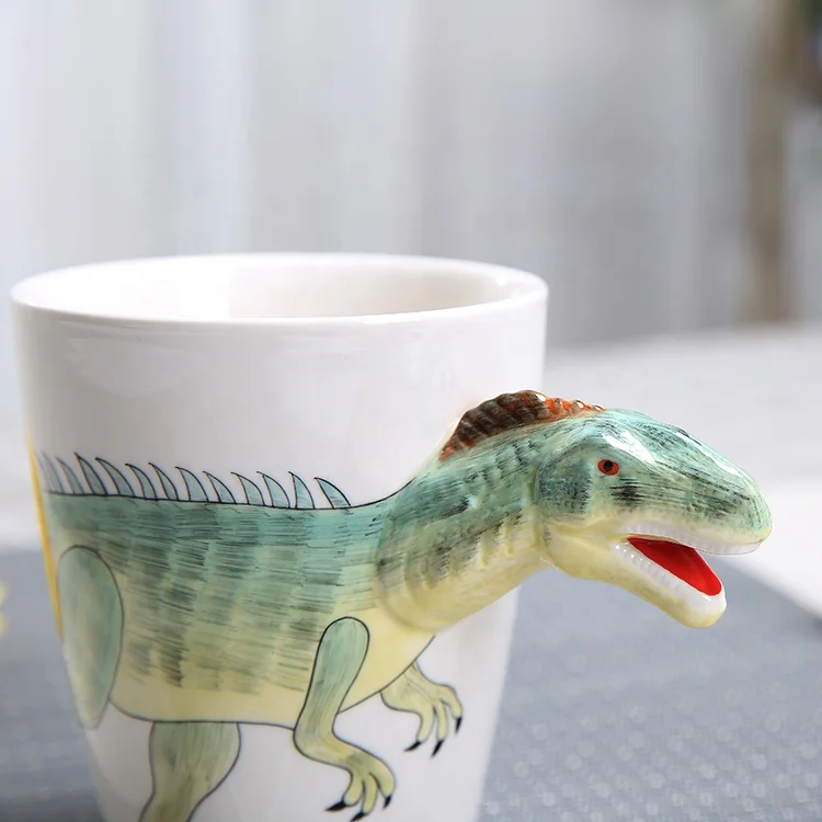 Custom lovely deer cartoon animal ceramic drinking mug with handle