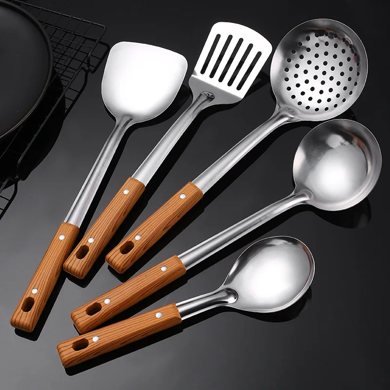Hot Sale 5 Pcs Ladle Skimmer Household Cooking Tool Spoon Skimmer Slotted Spatula Stainless Steel Kitchen Cooking Utensils Sets