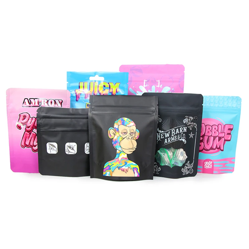 Custom Print 35 Mylar Bag for Gummies Childproof Zipper Bags Digital Print Smellproof Mylar Bags For Packing