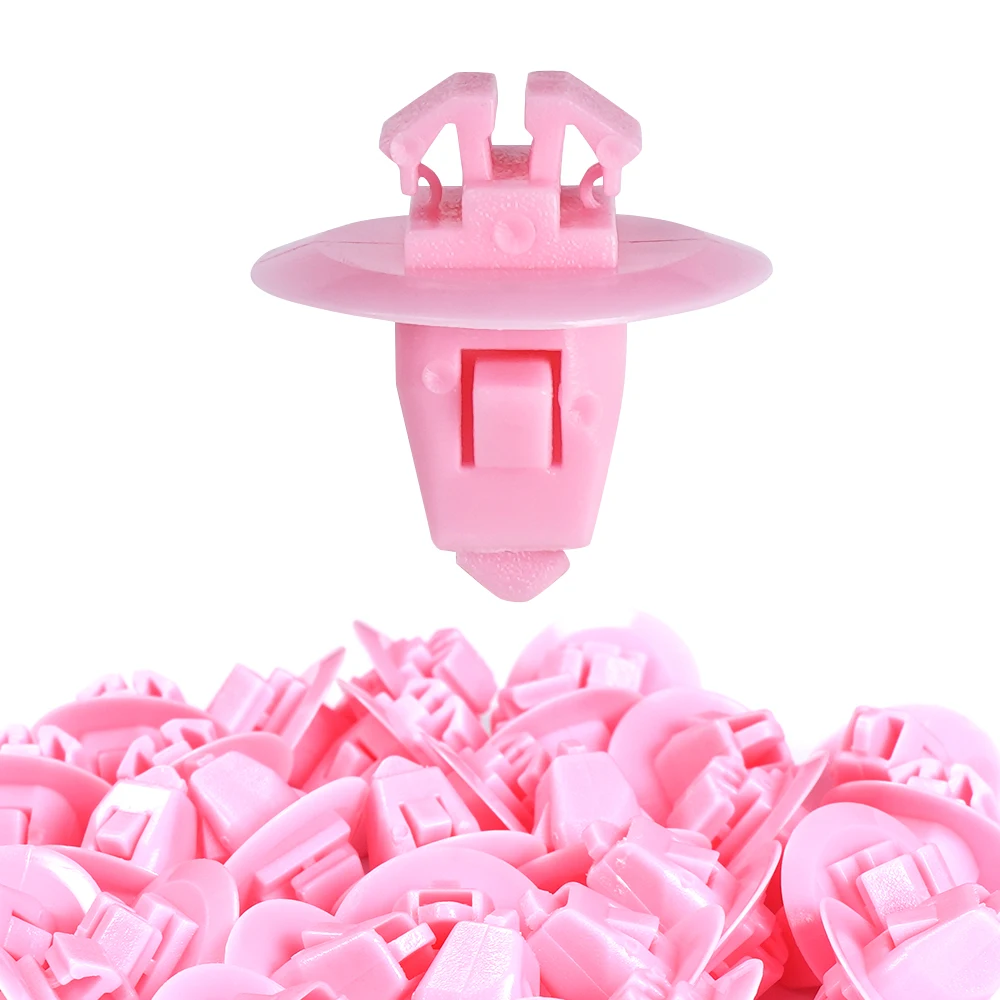 QGZ243 Pink Color Push Type Auto Car Nylon Rivet Door Panel Trim Fender Bumper Fastener Plastic Clips For Toyota