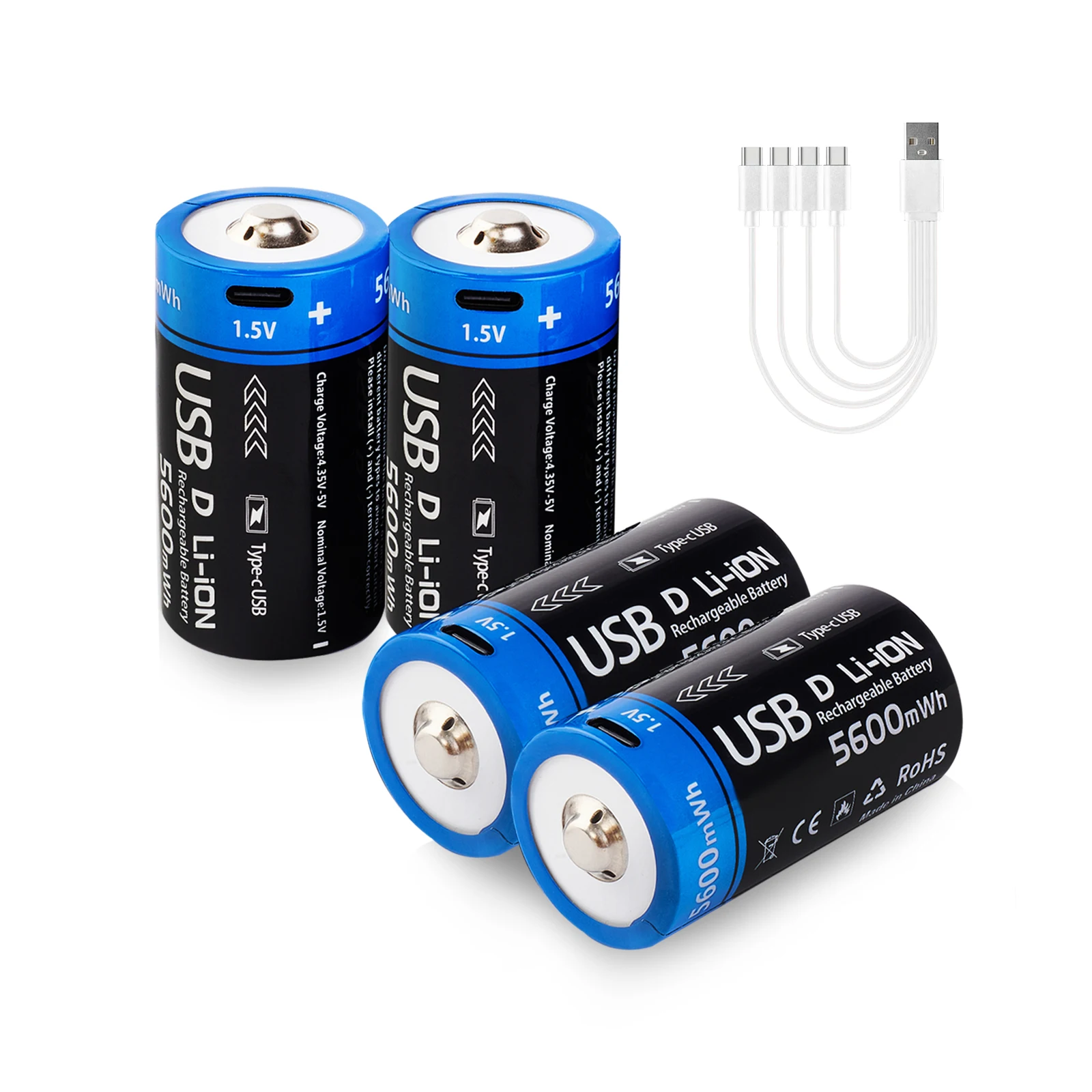 Manufacturers wholesale 1.5V D battery 5600mWh USB rechargeable lithium battery for toy flashlight small appliances
