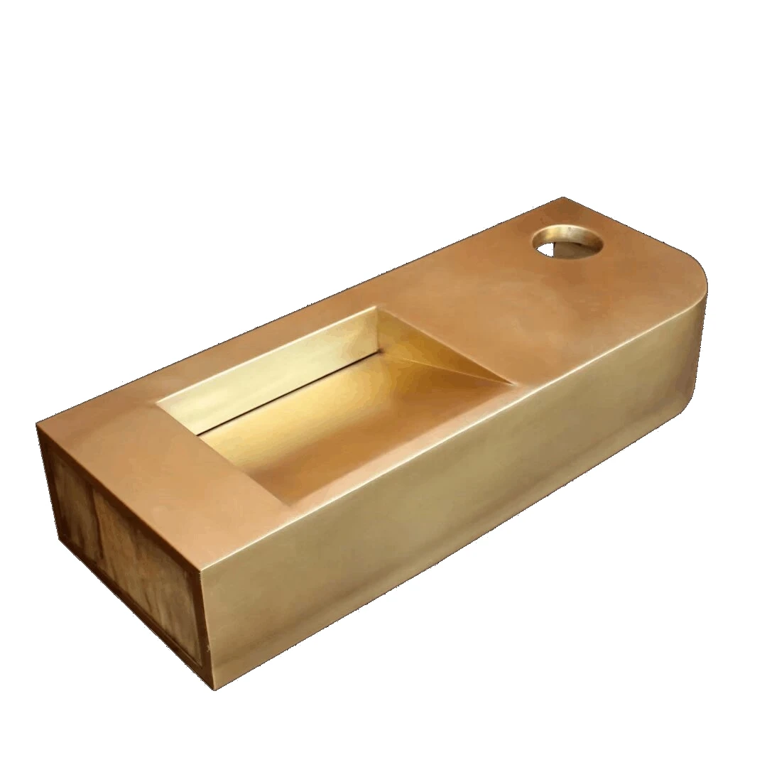 brass wall mounted hand wash basin bathroom integrated sink countertop with Hidden Drain System