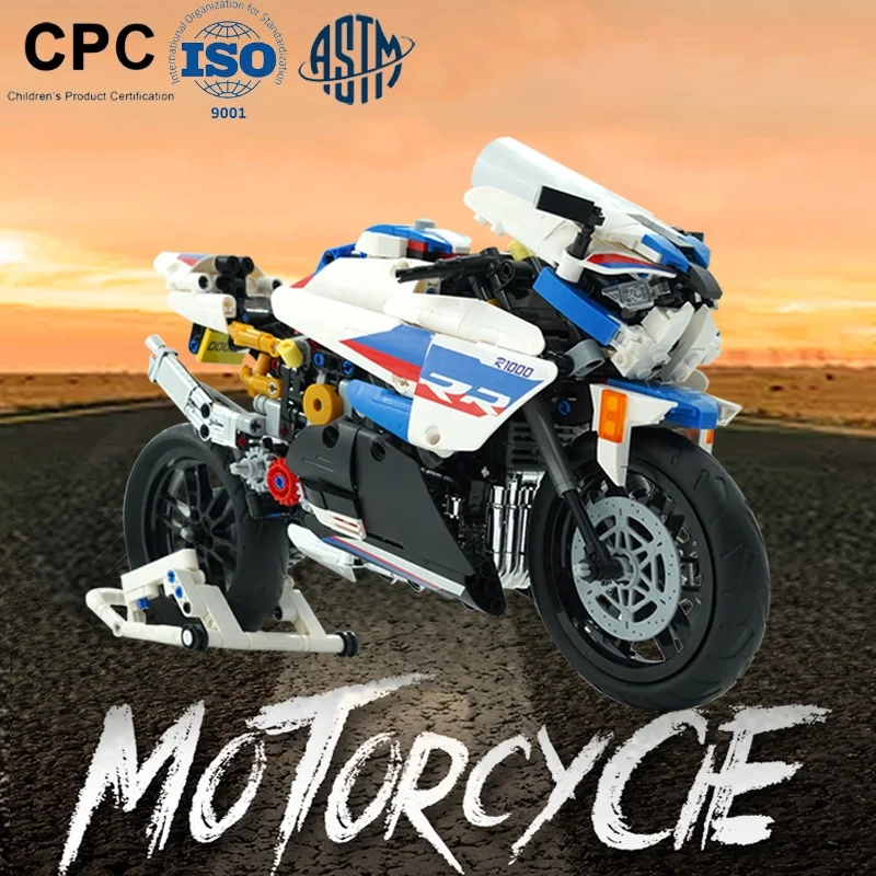 2023 New Arrivals Toys Plastic Kawasaki H2R Carbon Fiber Motorcycle Model Toys Gift Packing Child Building Blocks