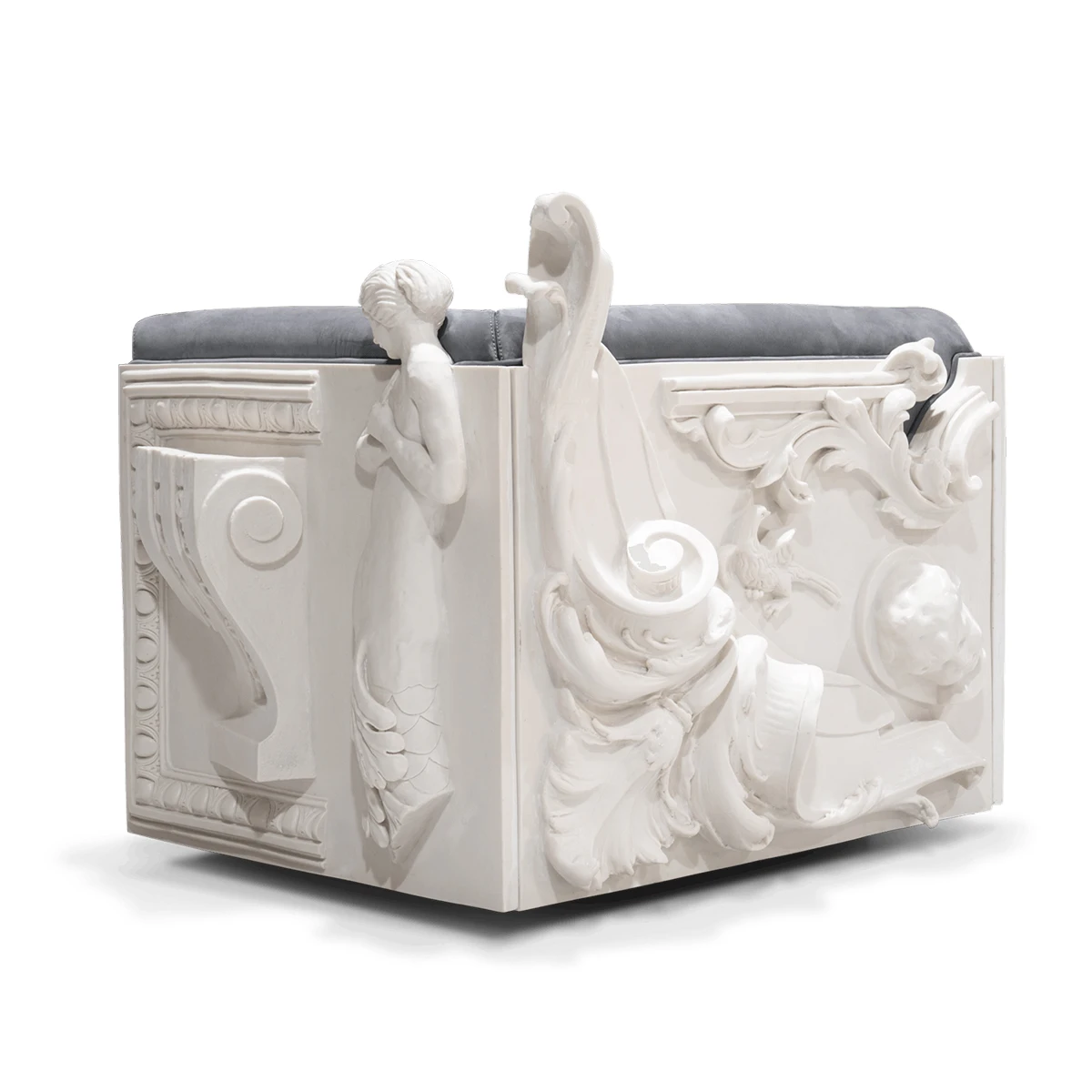 Versailles-Inspired Luxury Armchair - Fiberglass Molded, Velvet Upholstery, Stone-Finished Resin/Fiber
