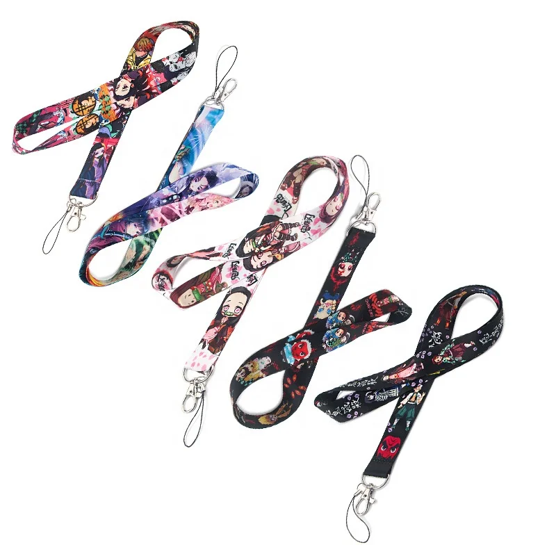 Demon Slayer Premium Design Neck Lanyard Anime Printed Pattern Strap Fashion ID Card Key Phone Keychain Lanyards for Fans