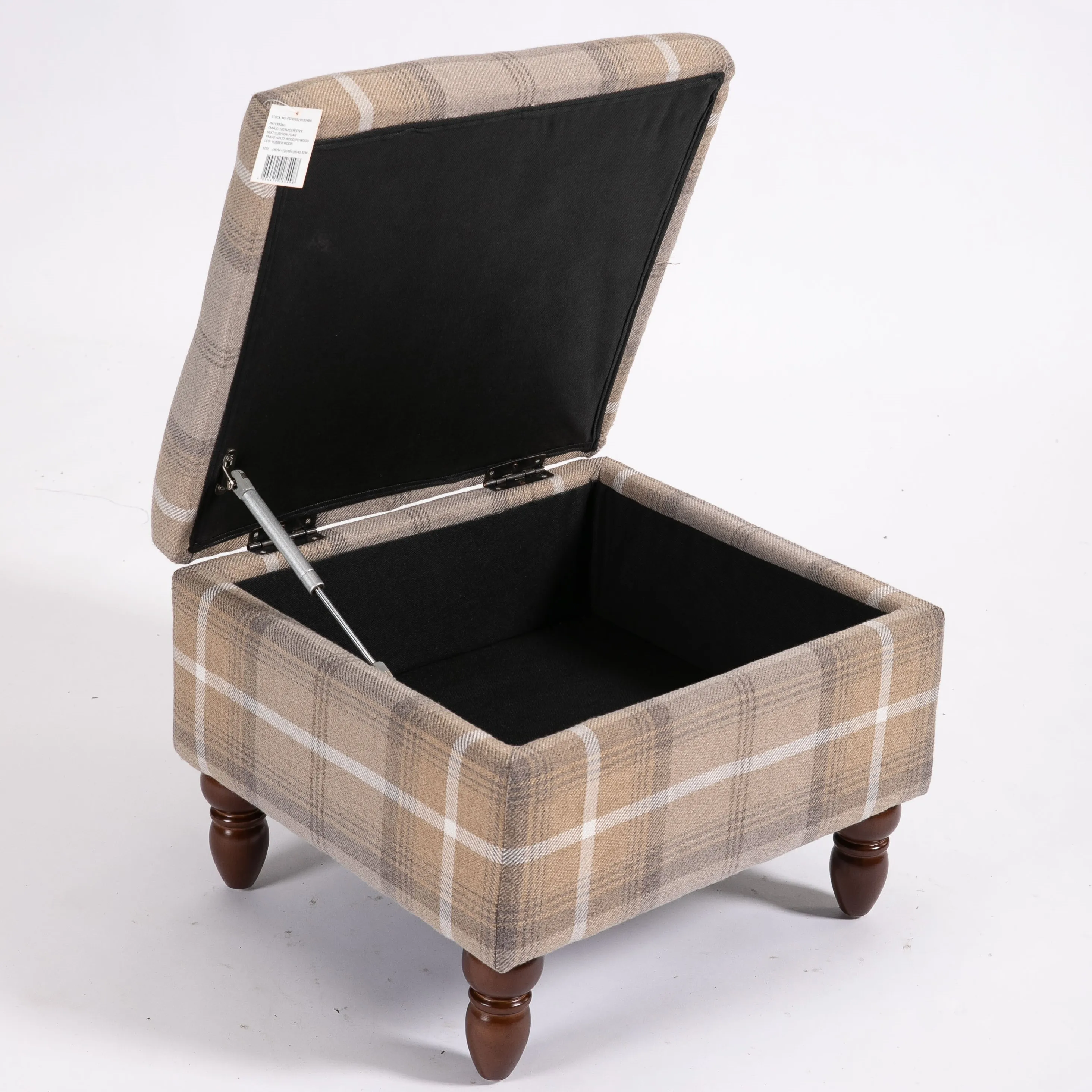 Pleasurable and Sturdy Fabric Upholstered Solid Wood Living Room Armchair with Storage Footrest